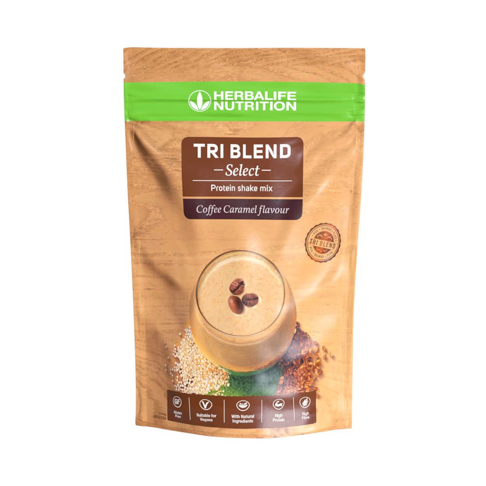 Tri Blend d’Herbalife Nutrition est également disponible avec cette saveur : Café Caramel.