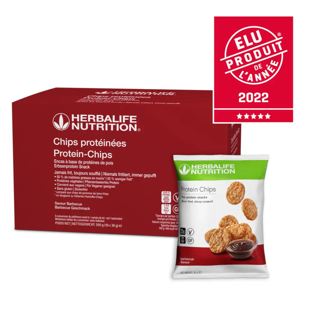 Les chips protéinées Herbalife Nutrition contiennent 50% de matières grasses en moins